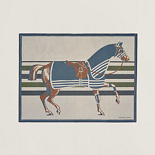 Cheval a la Couverture picnic mat - Blue | Hermès USA